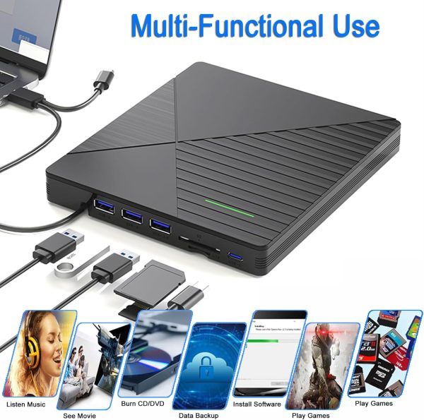 VikTck External CD/DVD Drive USB 3.0 Laptop PC-2