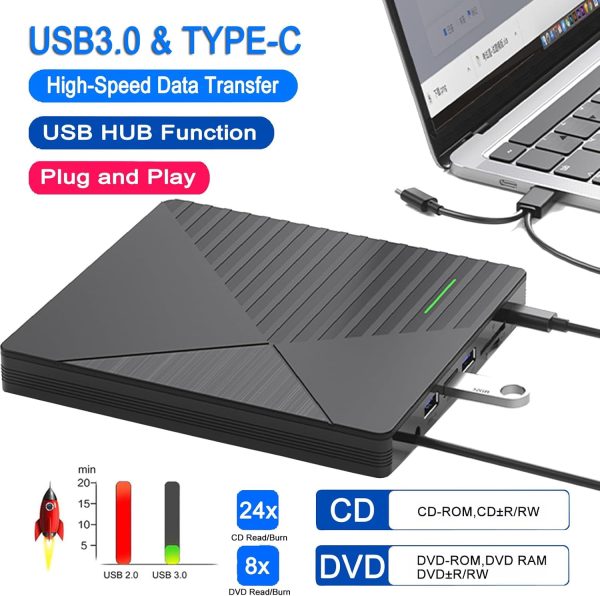 VikTck External CD/DVD Drive USB 3.0 Laptop PC-1