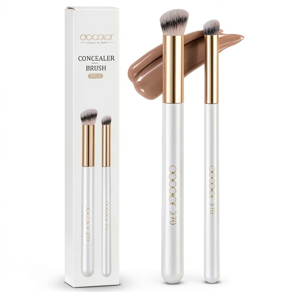 docolor angled concealer brush being used on under‑eye area